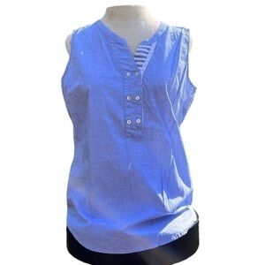 Hester & Orchard Sleeveless Blouse Womens Size Medium, color is blue